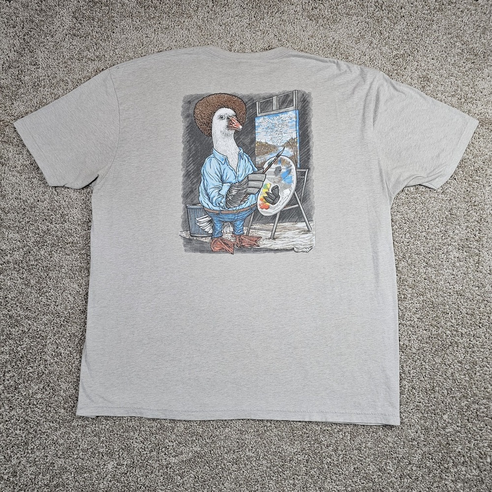 Combat Waterfowl T-Shirt Men's 3XL Gray Bob Ross Painting Duck